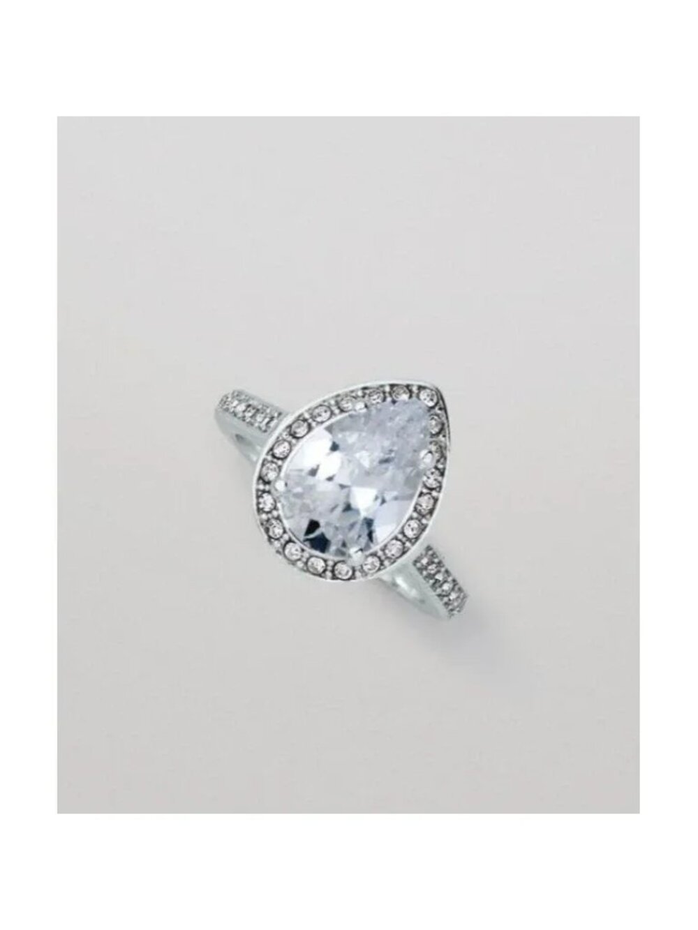 Avon Studio 1886 Clear Teardrop CZ Halo Cocktail Ring-Size 9-New In Box